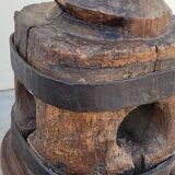 Colonne vis de pressoir en bois ancienne 19ème art populaire rustique en chêne