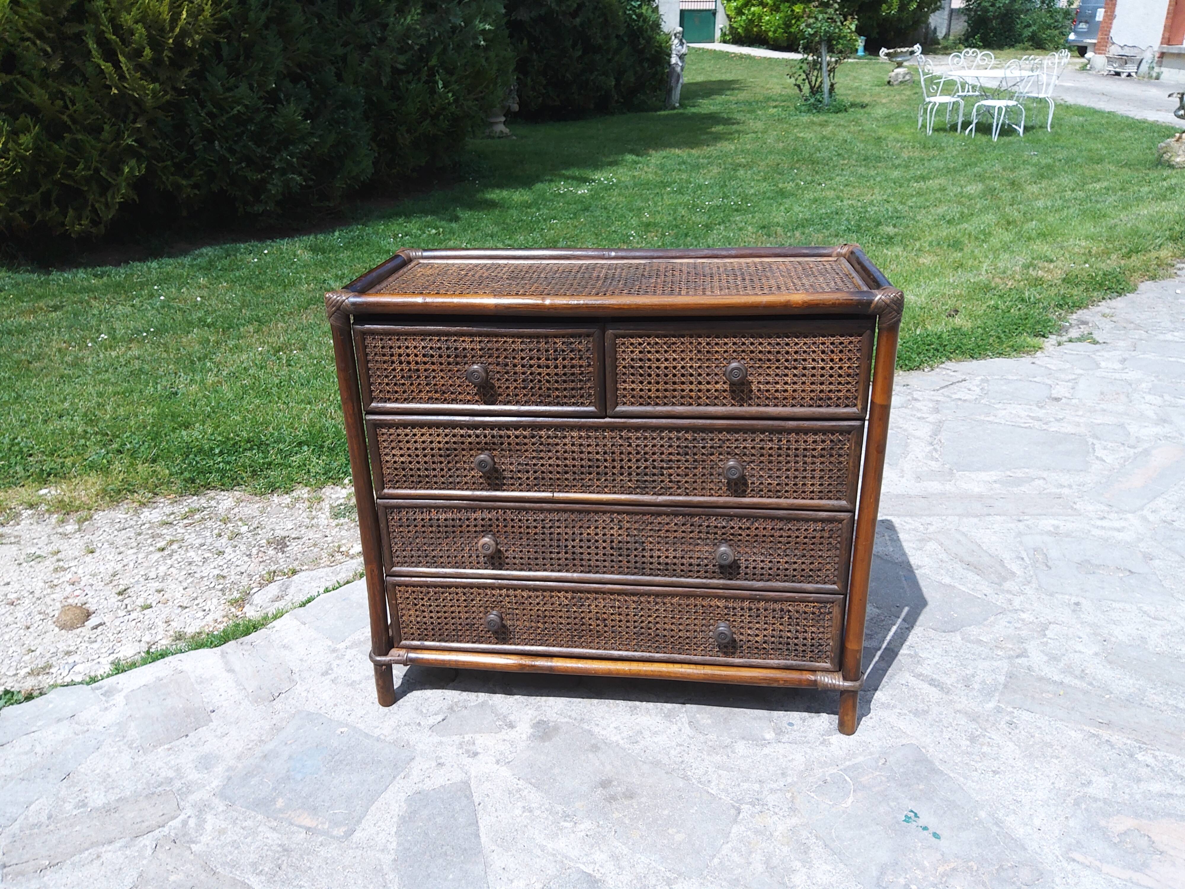 Rattan chest of drawers