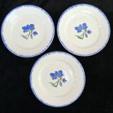 12 flat plates badonviller décor blue flower no digoin nº1
