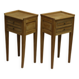 Pair of Louis XVI bedside tables in cherry wood