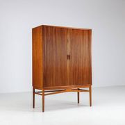 Danish high cabinet in teak with tambour doors Denmark 1960