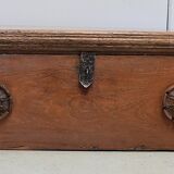 Massive ash chest and iron handles - mid-19th century