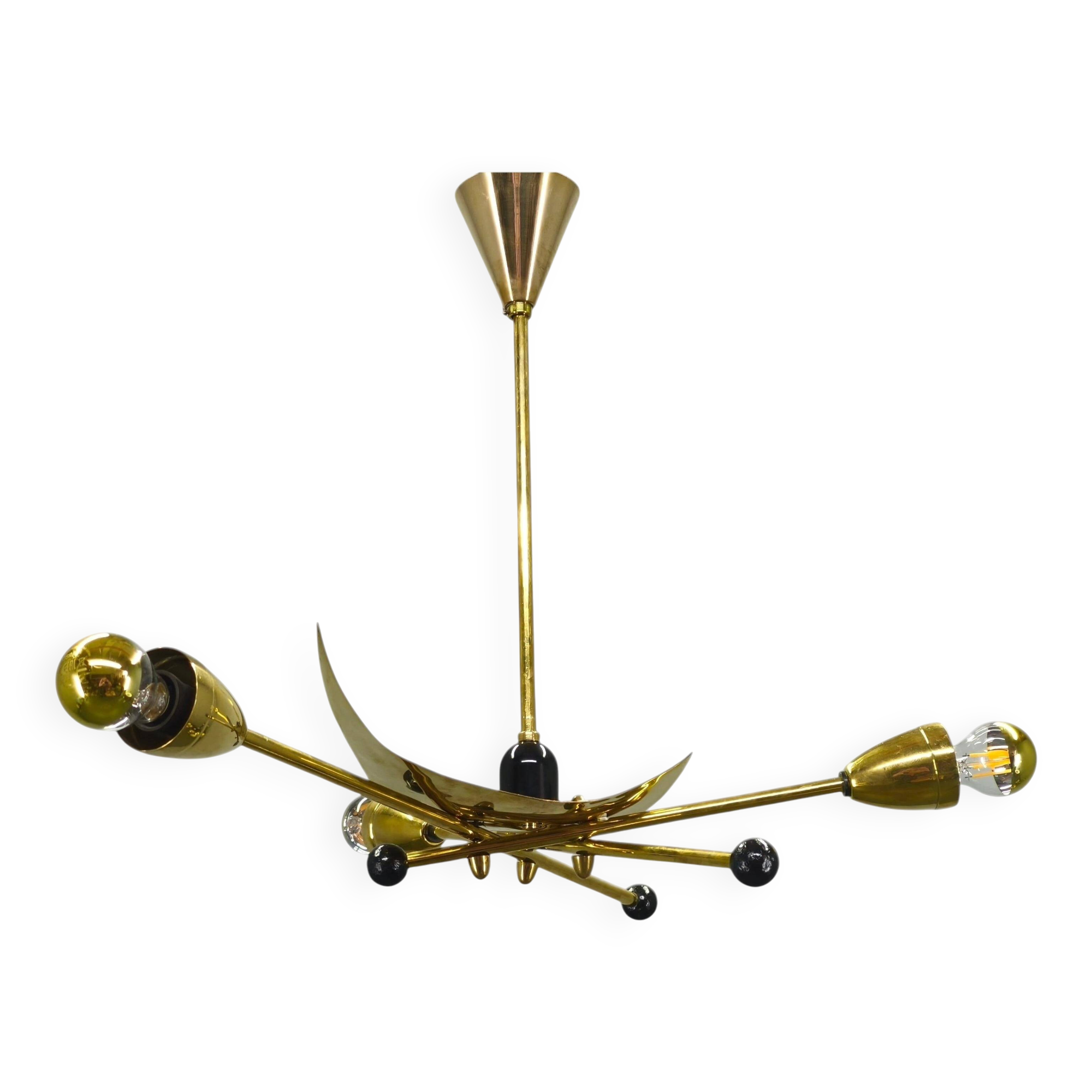Italian Stilnovo Style Brass Sputnik Chandelier, 1970s