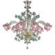 Ornate Venetian Pink and Green Floreal Murano Glass Chandelier