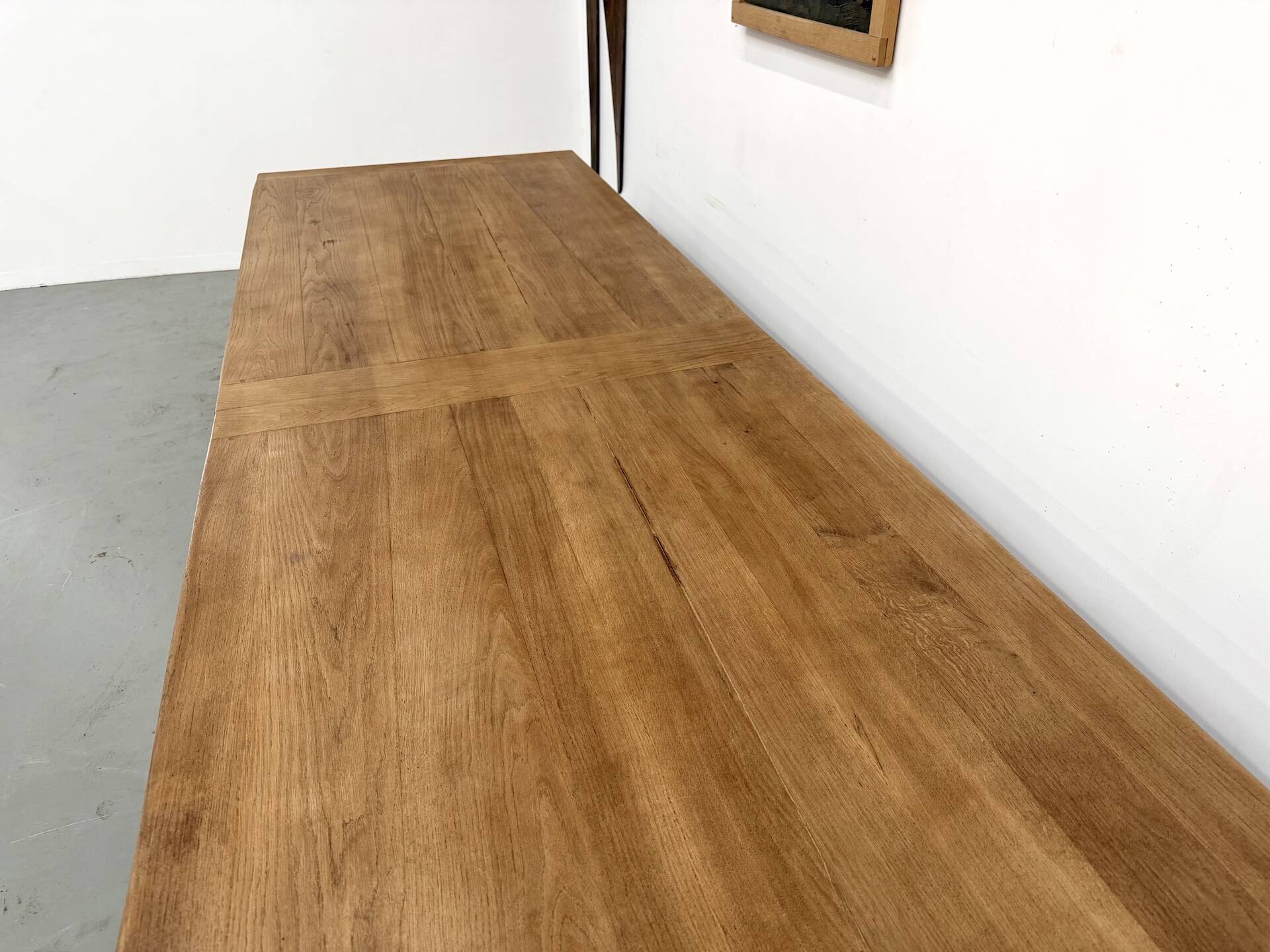 XXL farmhouse table in solid oak 350 cm - Reconstruction Style - 1950s