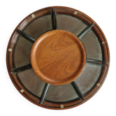 Midcentury Serving Teak and Glass Plate, Sweden, 1970s