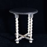 Pearly side table with twisted feet