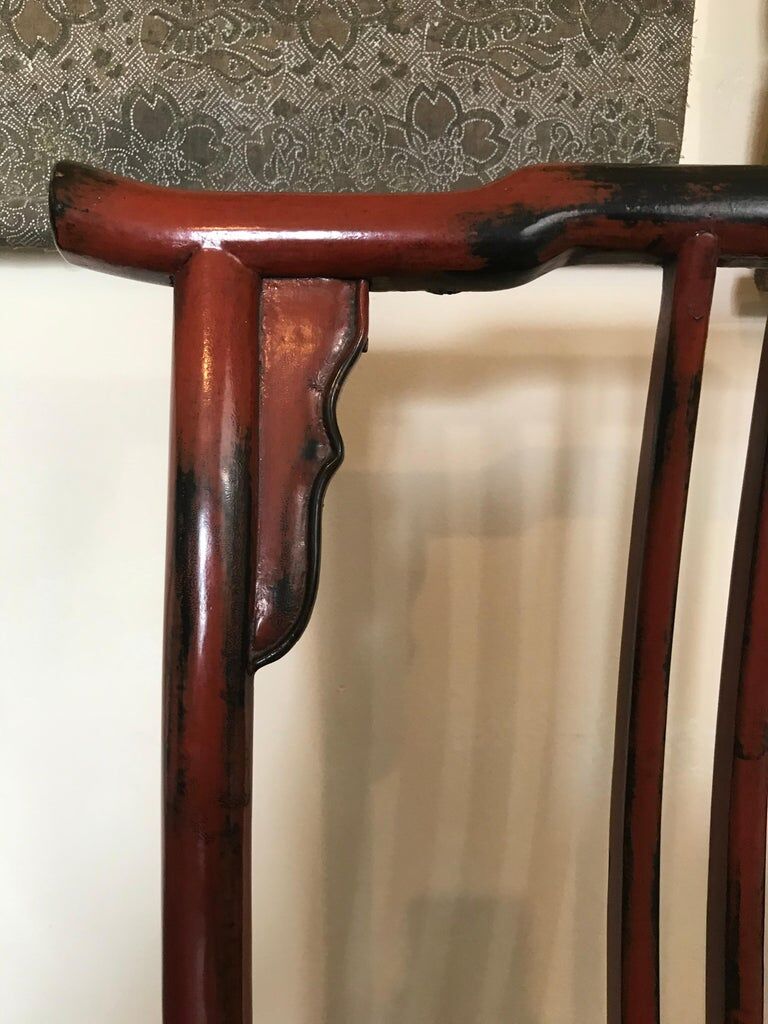 Pair of Chinese chairs, lacquered red, twentieth century