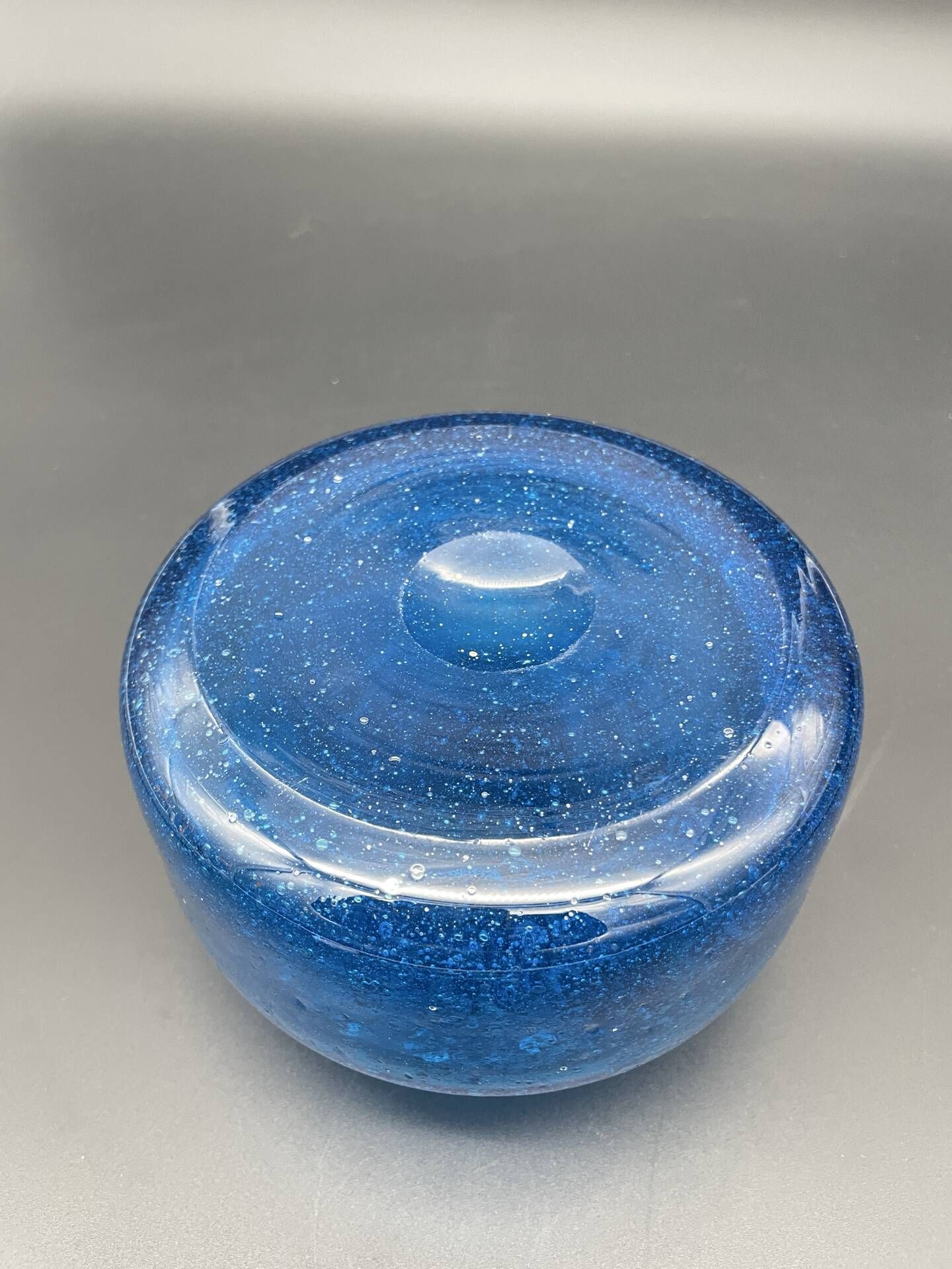 Vintage cobalt blue bubble glass vase – 1960s Scandinavian design