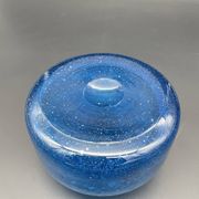 Vintage cobalt blue bubble glass vase – 1960s Scandinavian design