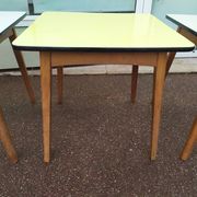 Lot of 3 Formica and Wood Bistro Tables - 1950 - 1960