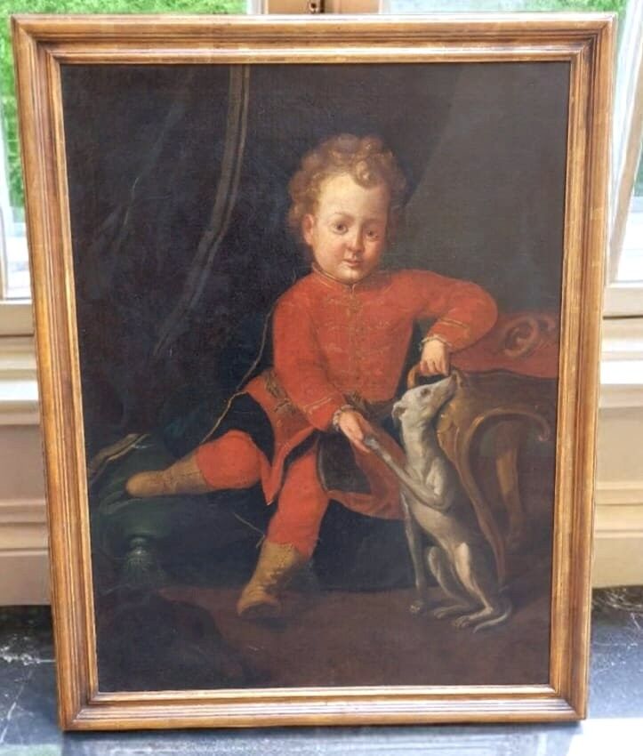 Oil painting on canvas, portrait of a young nobleman, 18th century