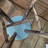 Seated wooden stool restyled patinated feet dp 0522041