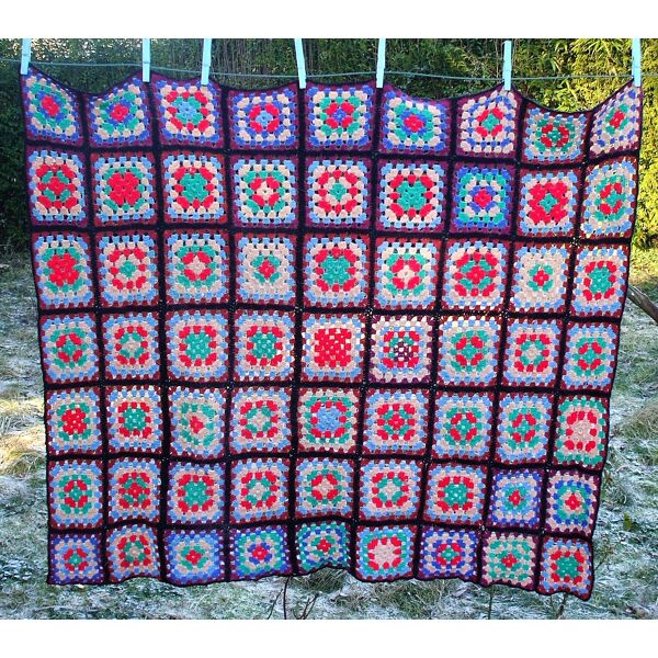 Couverture ou plaid au crochet patchwork | Selency
