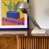 Brutalist travertine table lamp, Italy 1970s