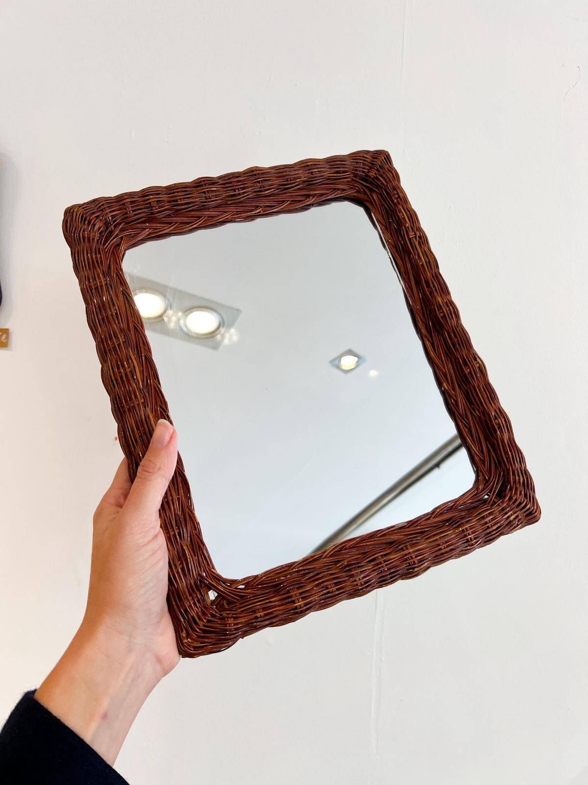 Miroir vintage cadre en osier