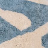 Modern sky blue and white Mrirt Moroccan rug