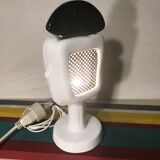 Old bbc black ceramics lamp - white - metal grid form micro vintage