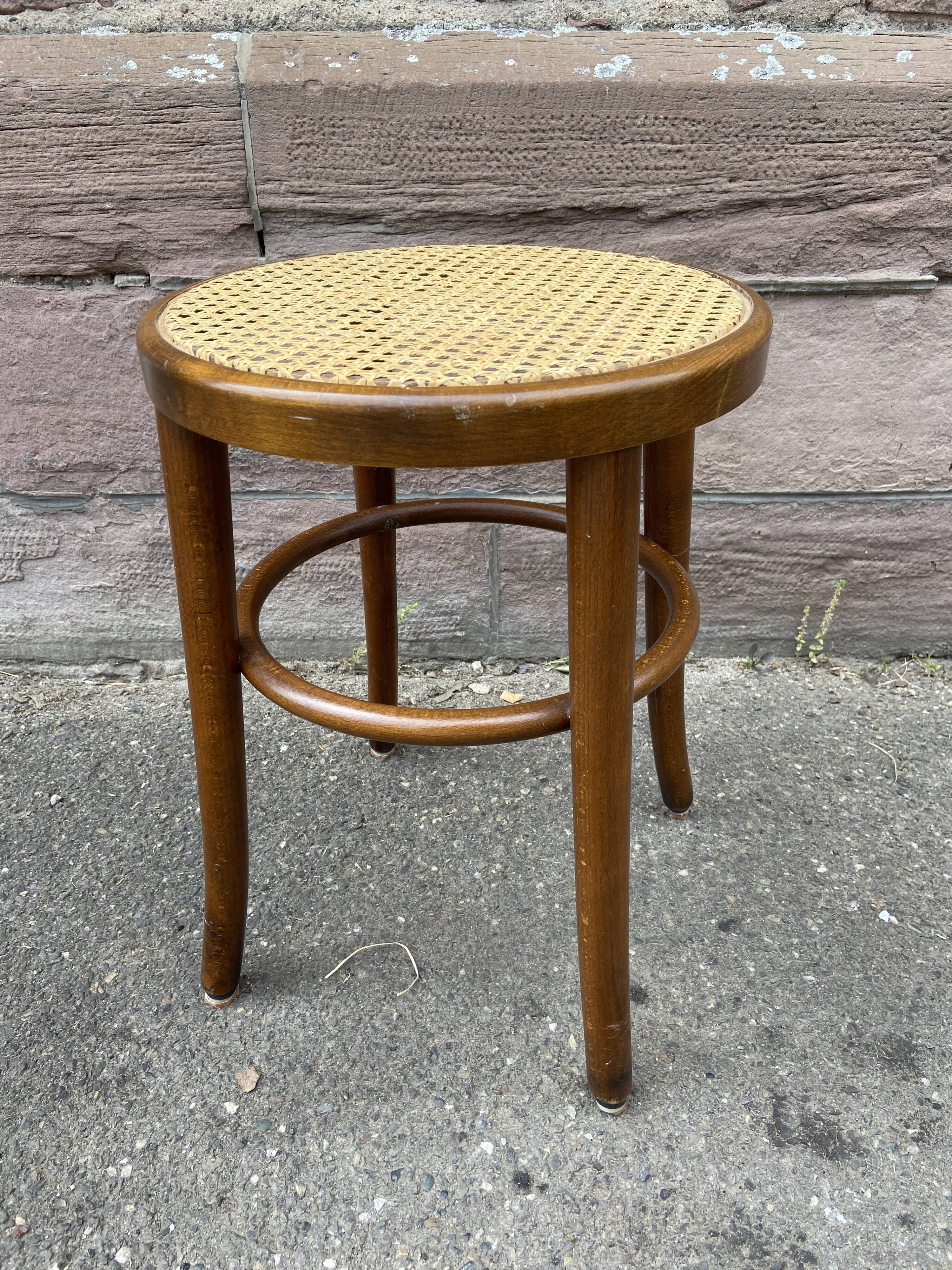 Vintage curved wooden piano stool