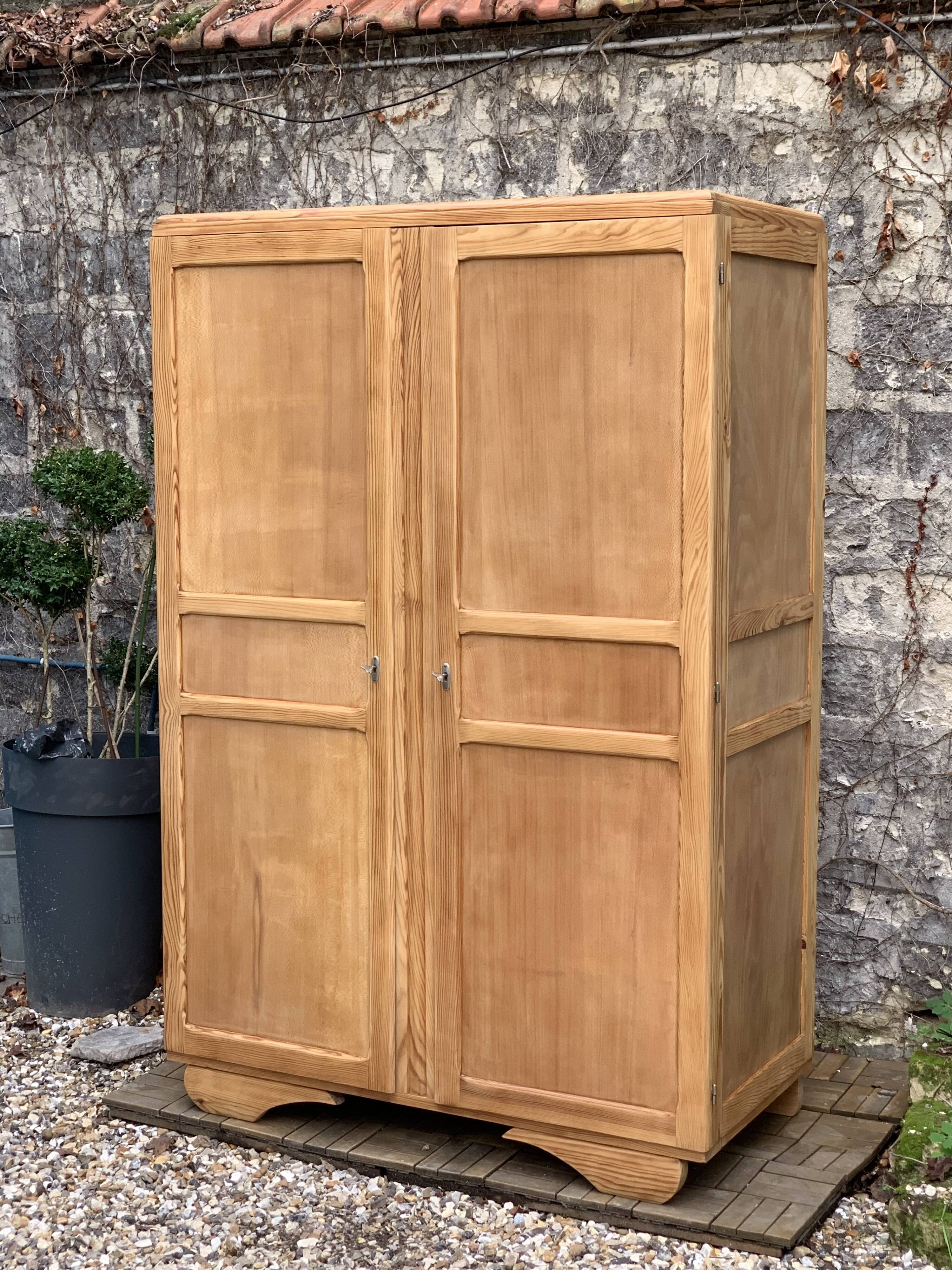 Parisian art deco wardrobe solid raw wood wardrobe