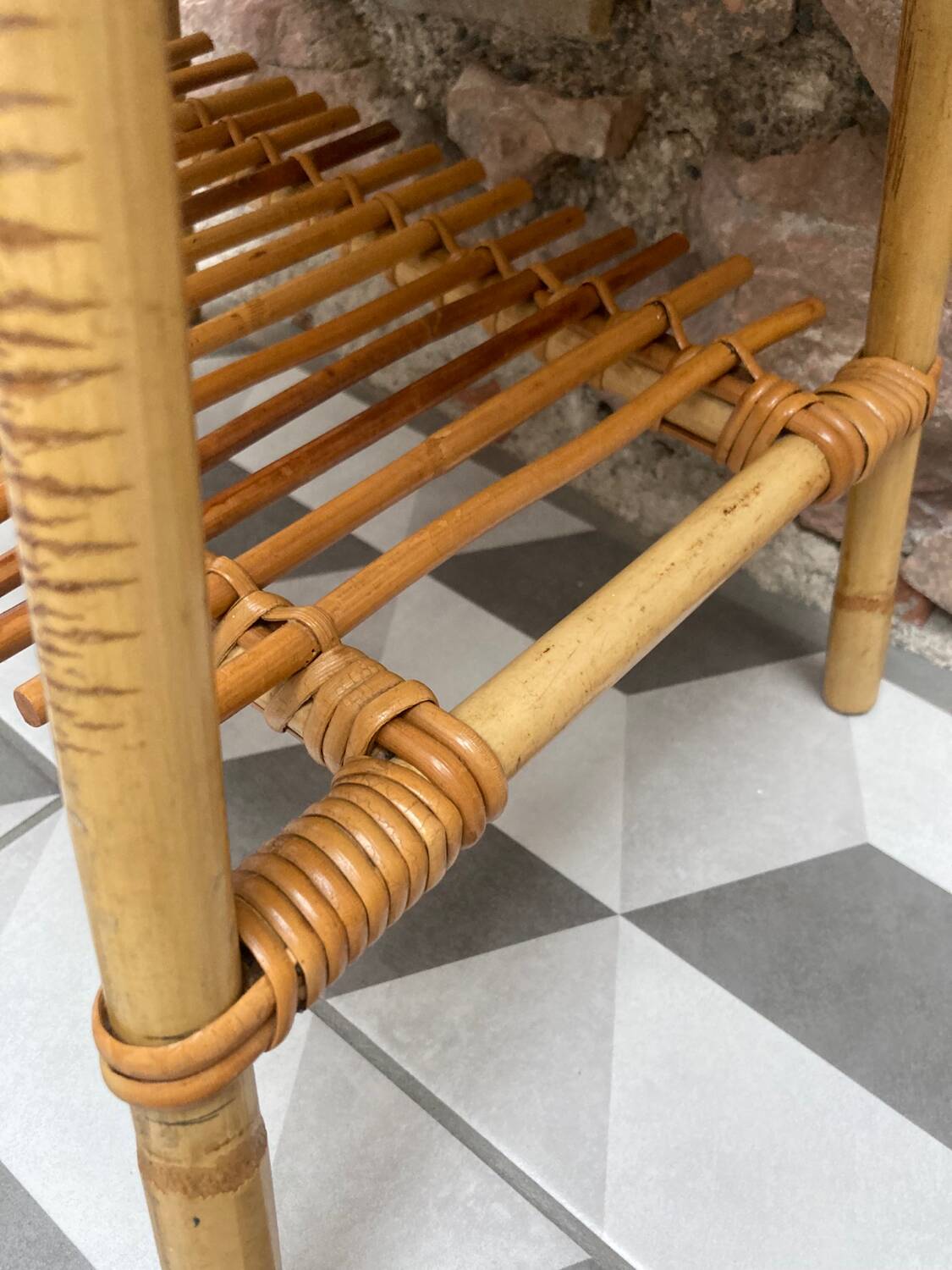 Small rattan coffee table attributed to Audoux Minet