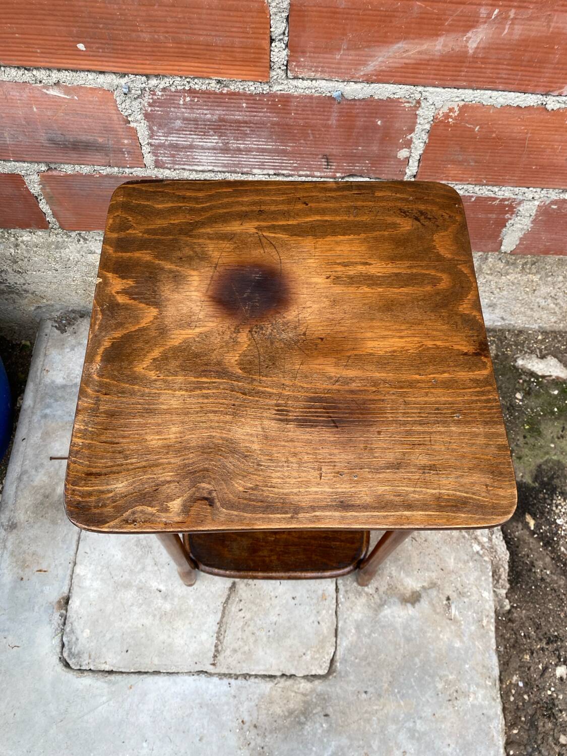 Table D’appoint Sellette Ancienne Bois Tourné Brut Décoration Vintage