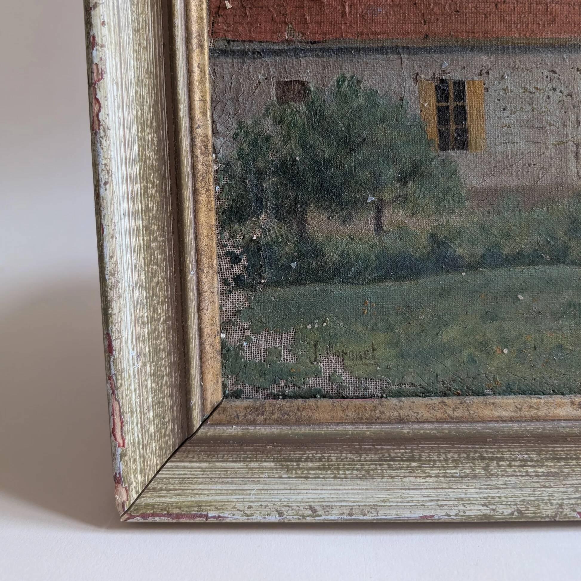 Old painting, village