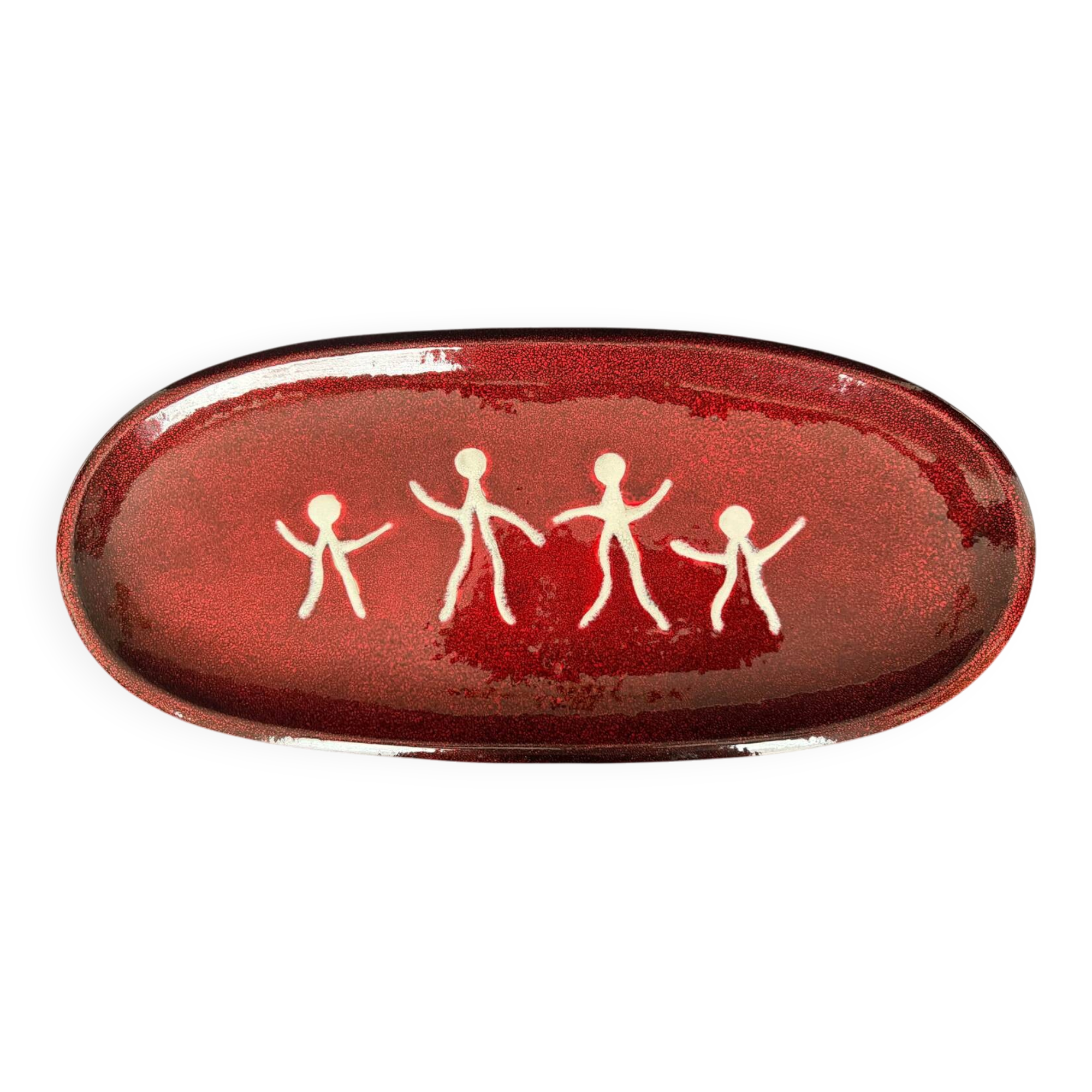 Large red ceramic dish