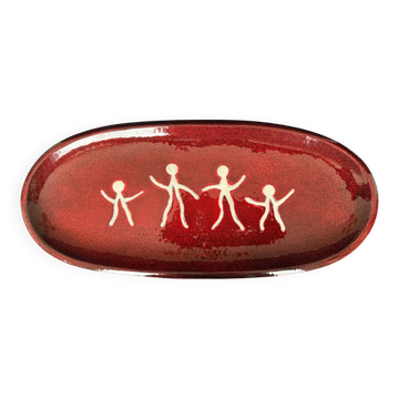Grand plat en céramique rouge
