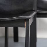 Lot de 6 chaises de salle à manger en bois et cuir noir