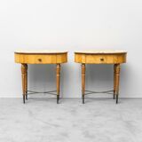 Pair of bedside tables with marble top 1950s vintage modernism