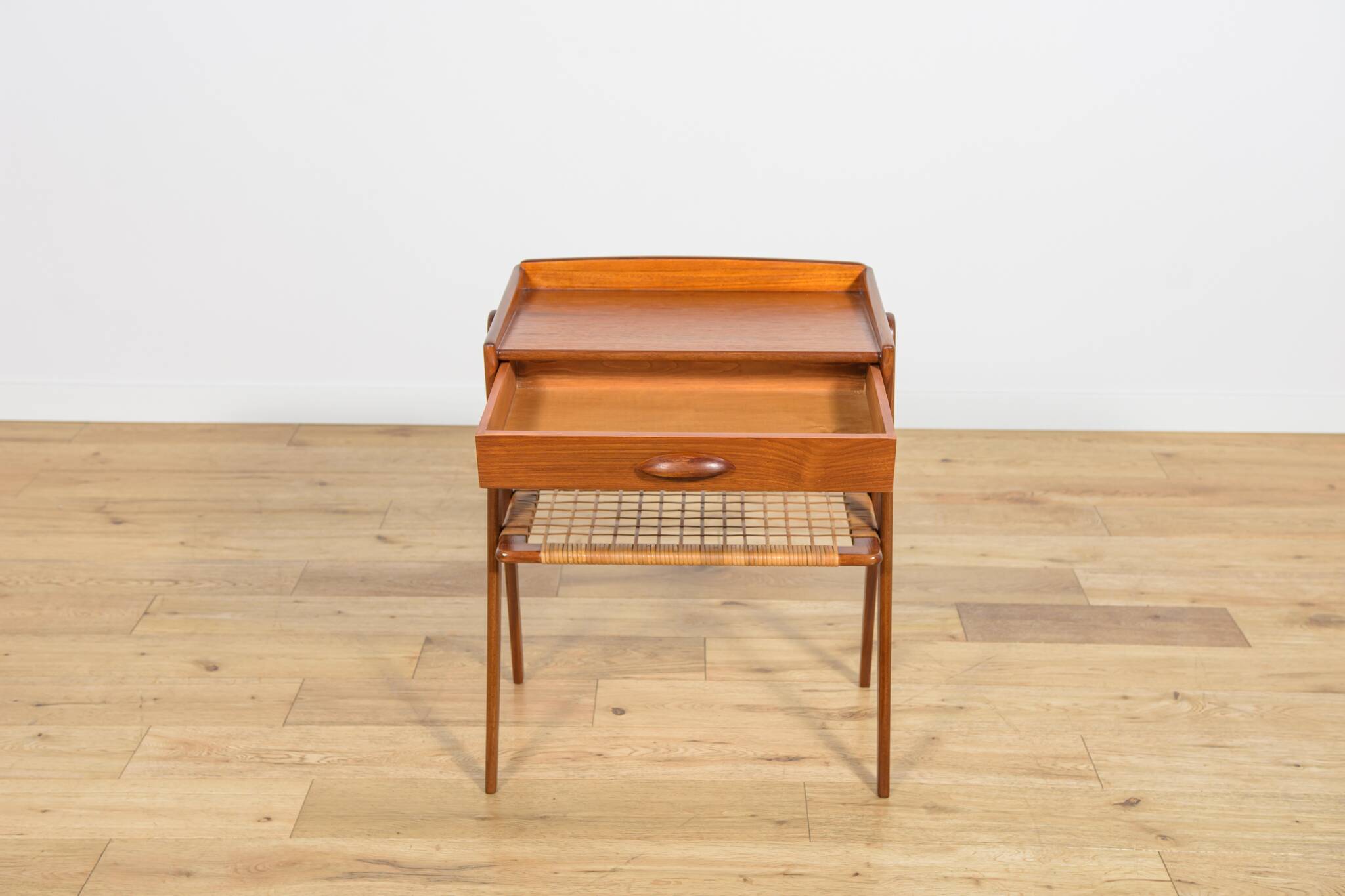 Mid-Century Teak and Rattan Nightstands by Søren Rasmussen, Denmark, 1960s,