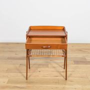 Mid-Century Teak and Rattan Nightstands by Søren Rasmussen, Denmark, 1960s,
