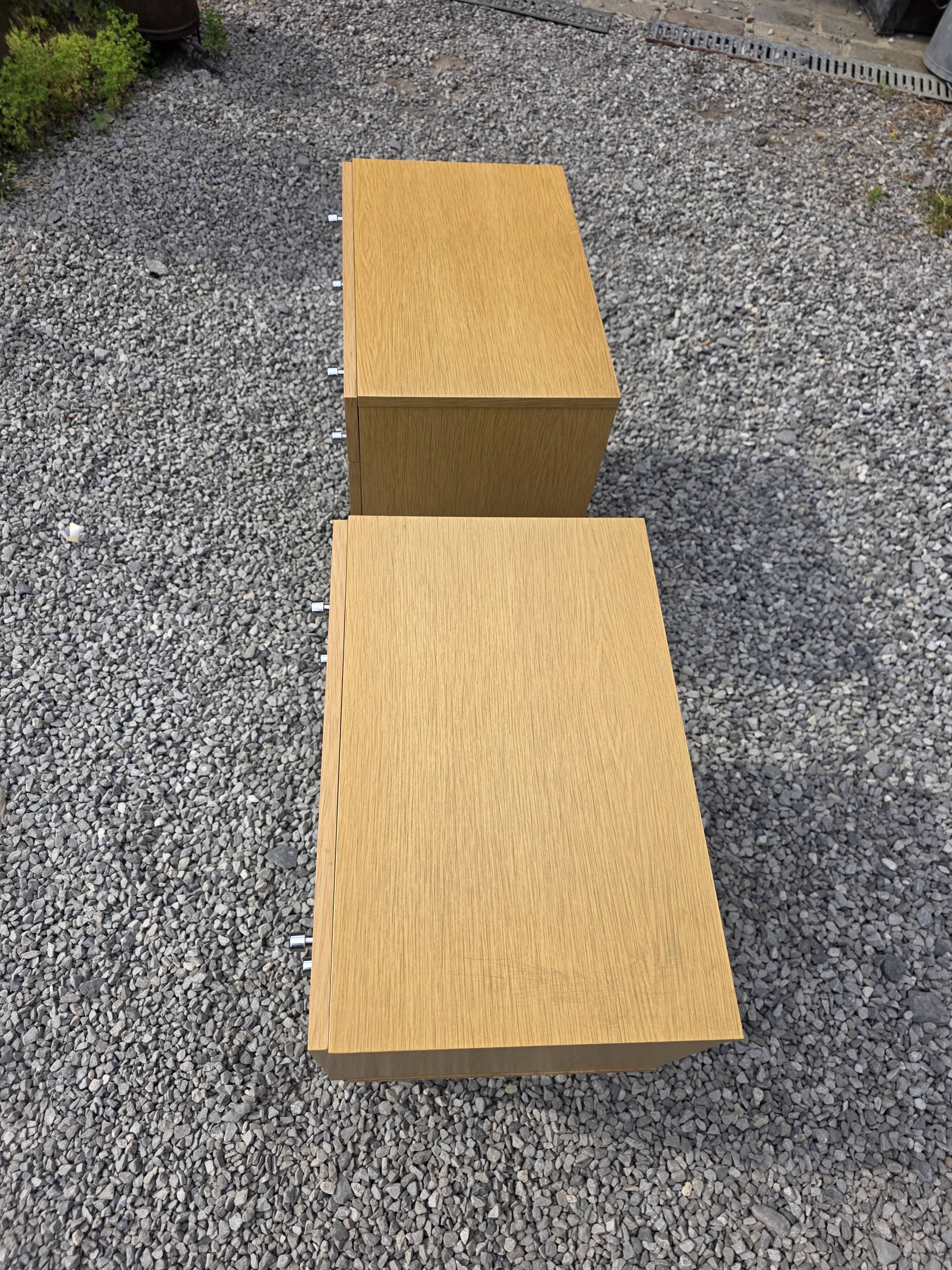 Pair of Scandinavian oak bedside tables from the 1960s.