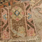 Brown Cream Vintage Persian Runner Rug, Rugs For Rustic Hallway, 74x327Cm