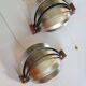 Pair of vintage 70s chrome and wood slatted wall lights
