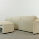 Maralunga 3-seat Sofa with Footrest in offwhite by Vico Magistretti for Cassina, Italy
