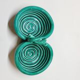 Double coupelle en céramique turquoise vallauris a m vintage