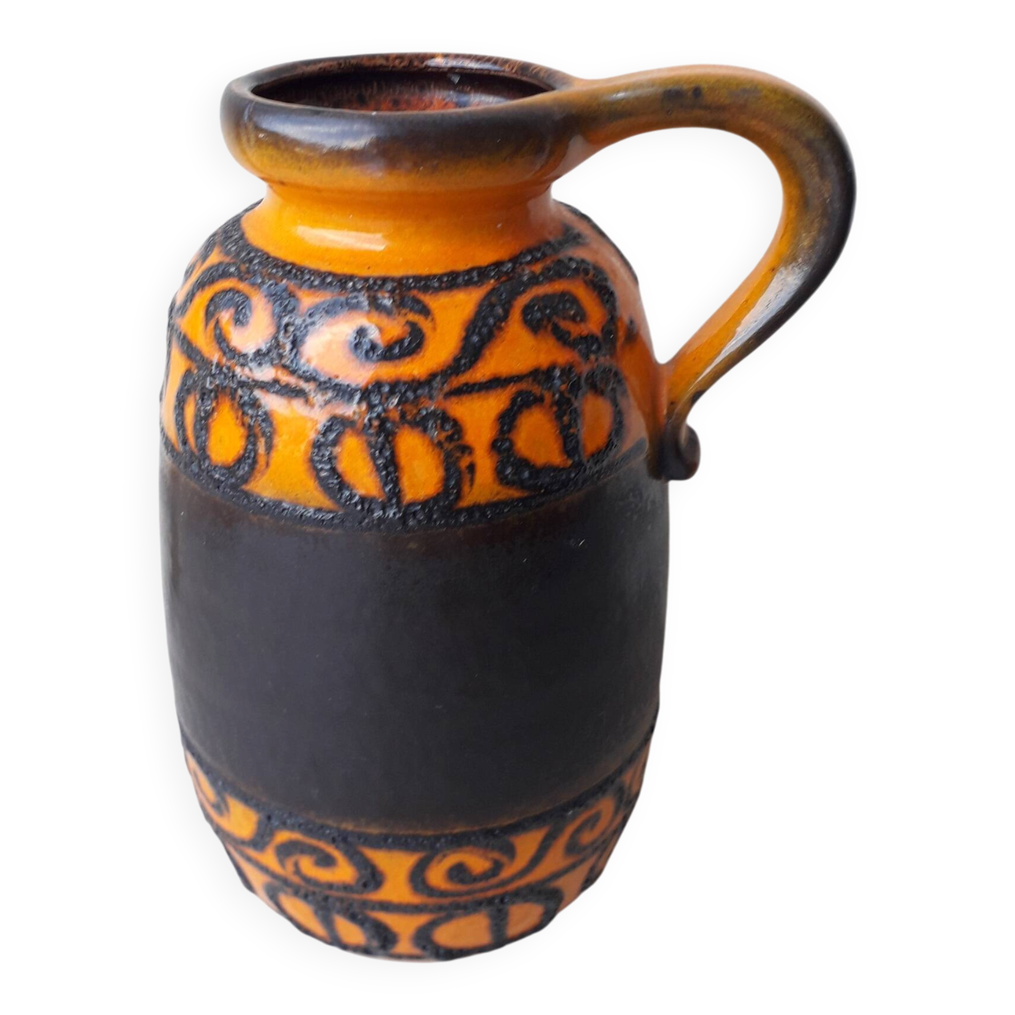 Vase en céramique orange et marron