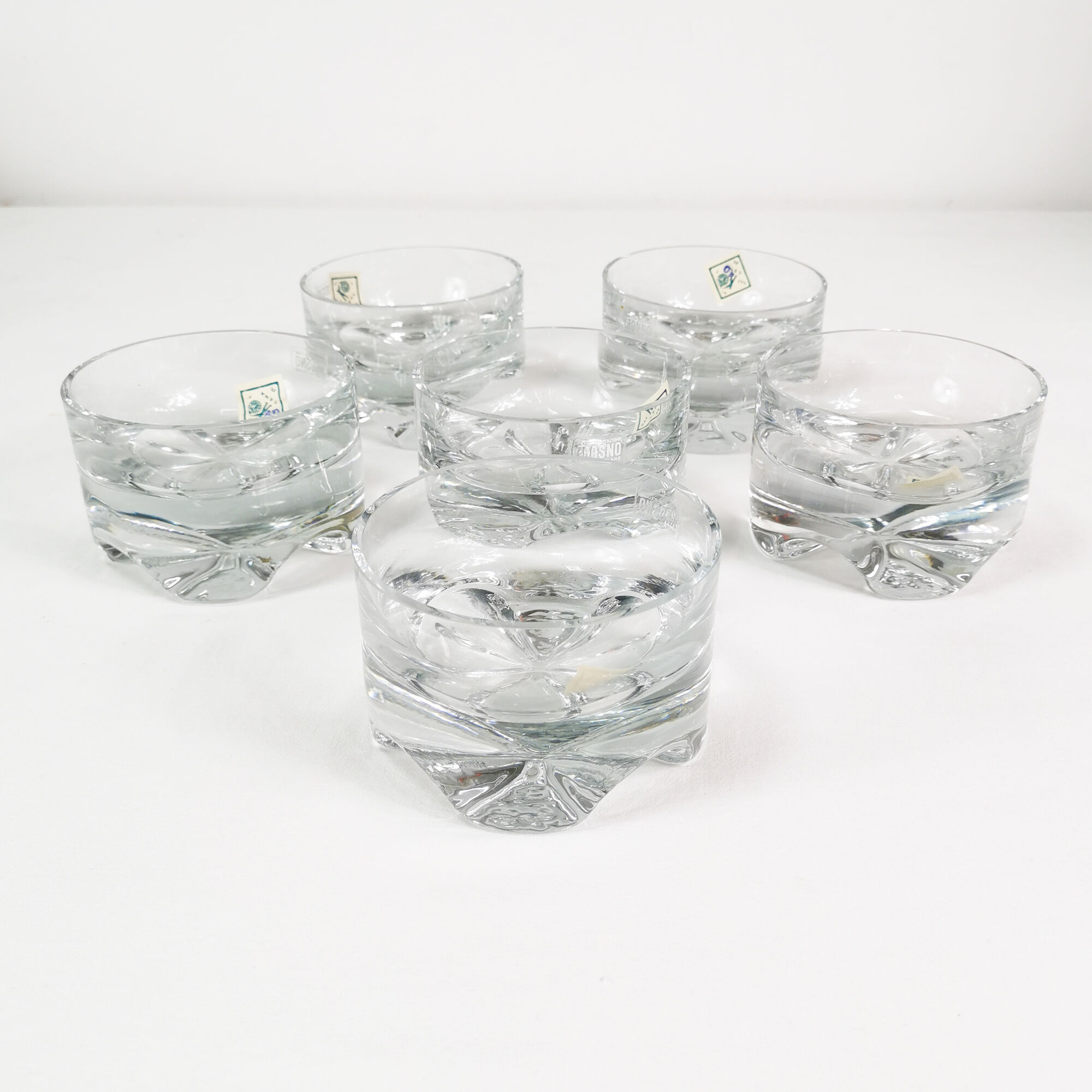 Crystal dessert salad bowls, Krosno, 1970s