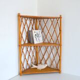 Rattan corner shelf to stand 1960 vintage