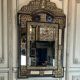 Brass and blackened wood mirror in Louis XVI style circa 1880.