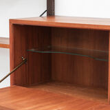 Playful 3-bay wall unit in teak wood by Poul Cadovius, Denmark, 1950s