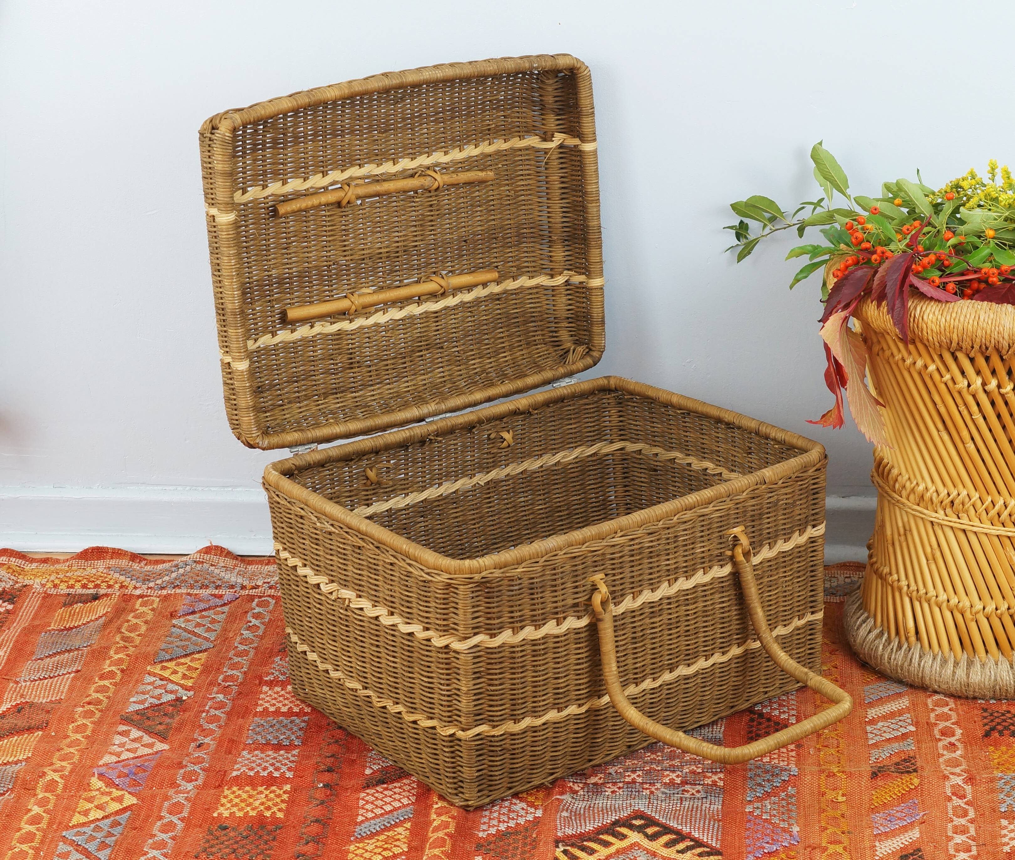 Vintage wicker trunk