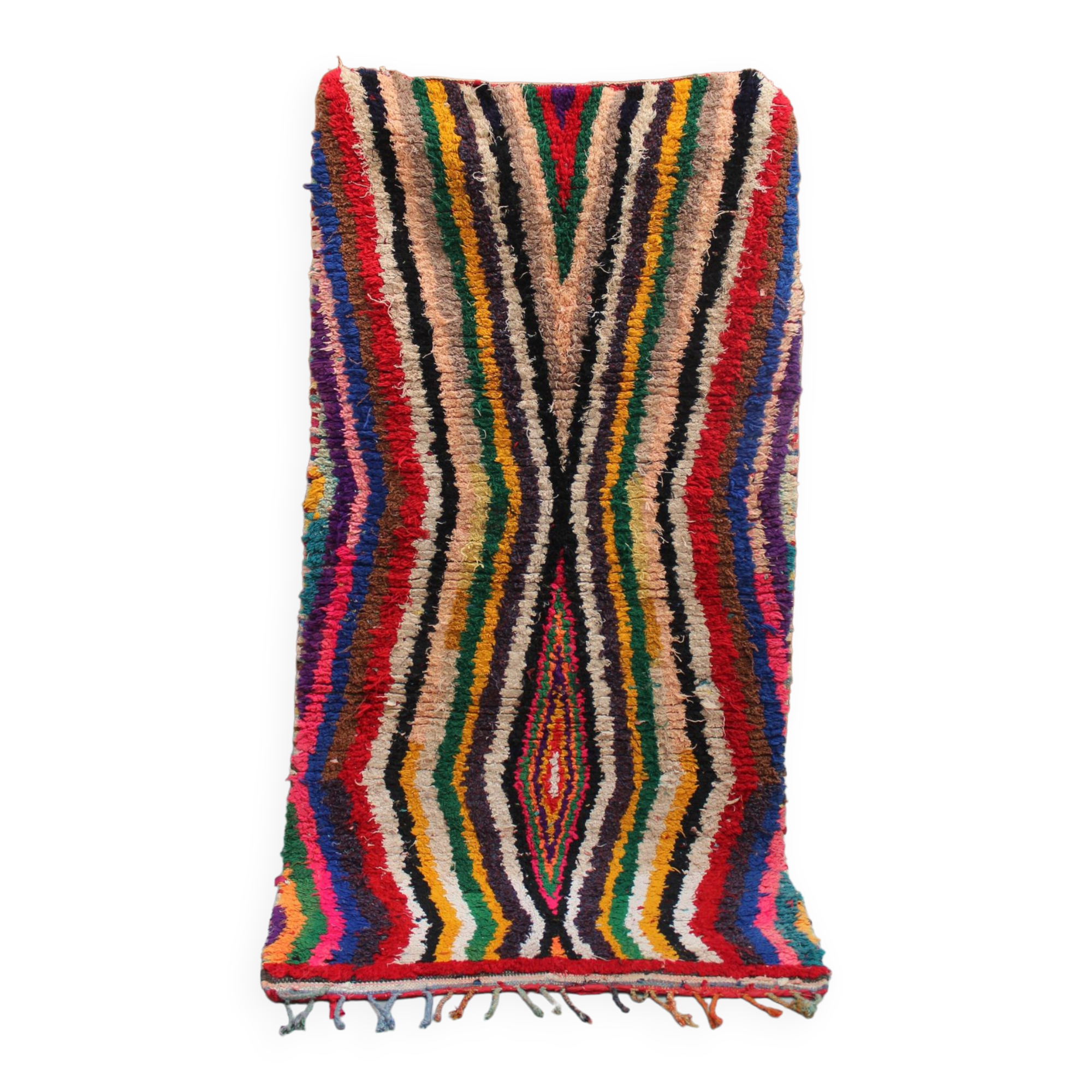 Boucherouite vintage Moroccan rug, Azilal berber area rug