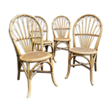 Set of 4 rattan chairs and cannage