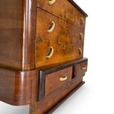 Commode italienne Art déco en ronce de noyer, années 1920