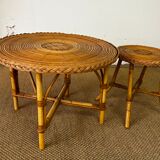 Pair of rattan side tables