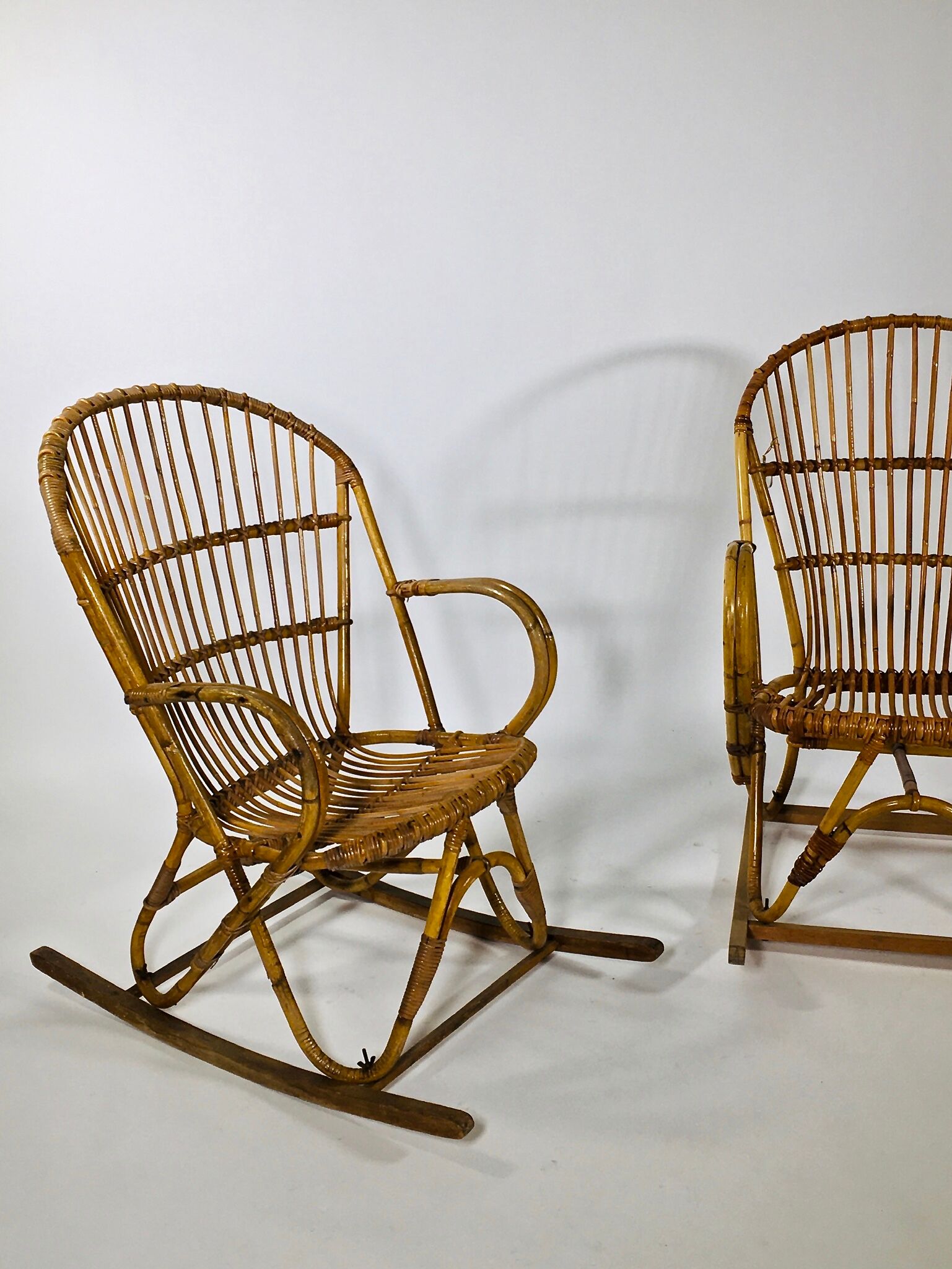 Fauteuil à bascule en bambou, France 1960
