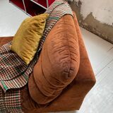 Pair 70s brown velvet armchairs